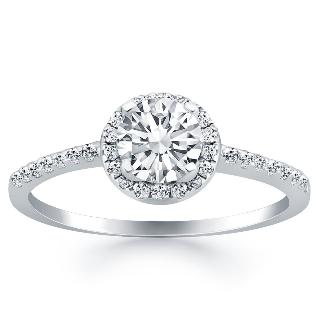 14k White Gold Diamond Halo Collar Engagement Ring by Bids.com