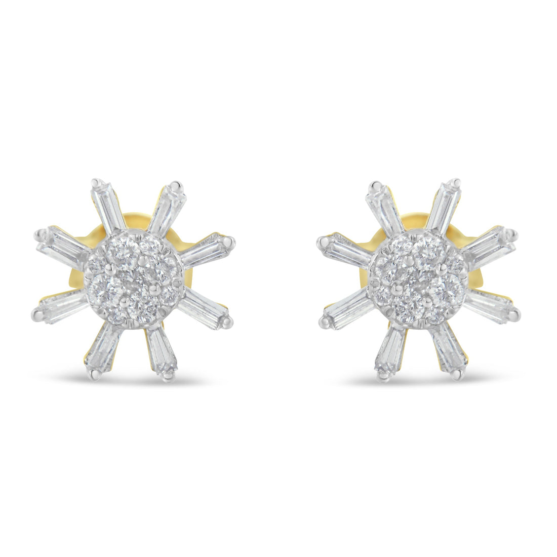 10k Yellow Gold Round and Baguette Diamond Stud Earring (0.50 cttw, H-I Color, I2-I3 Clarity) by Bids.com