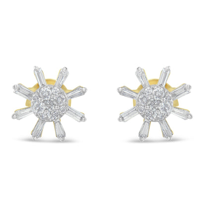 10k Yellow Gold Round and Baguette Diamond Stud Earring (0.50 cttw, H-I Color, I2-I3 Clarity) by Bids.com