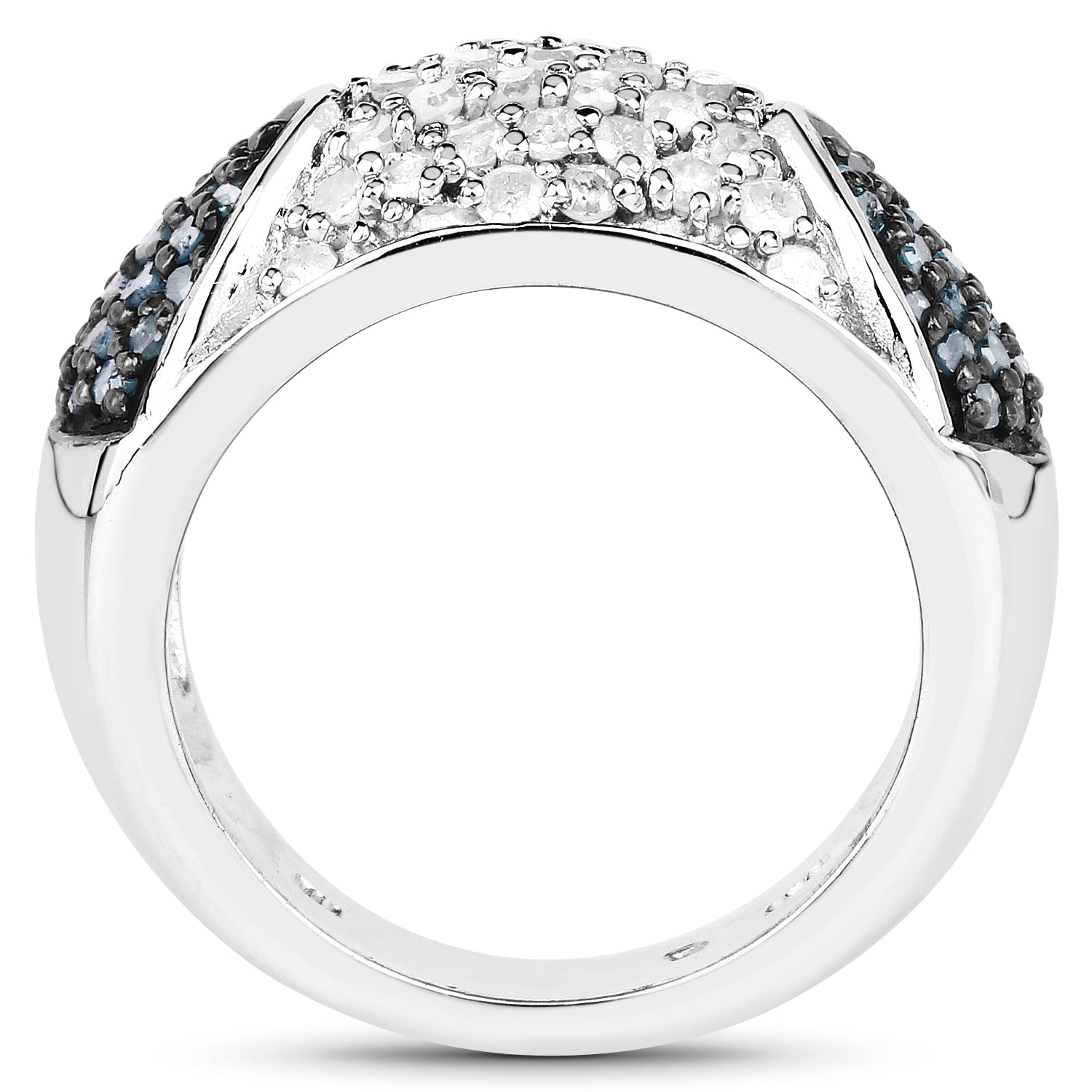 0.94 Carat Genuine Blue Diamond and White Diamond .925 Sterling Silver Ring by Bids.com