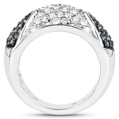 0.94 Carat Genuine Blue Diamond and White Diamond .925 Sterling Silver Ring by Bids.com