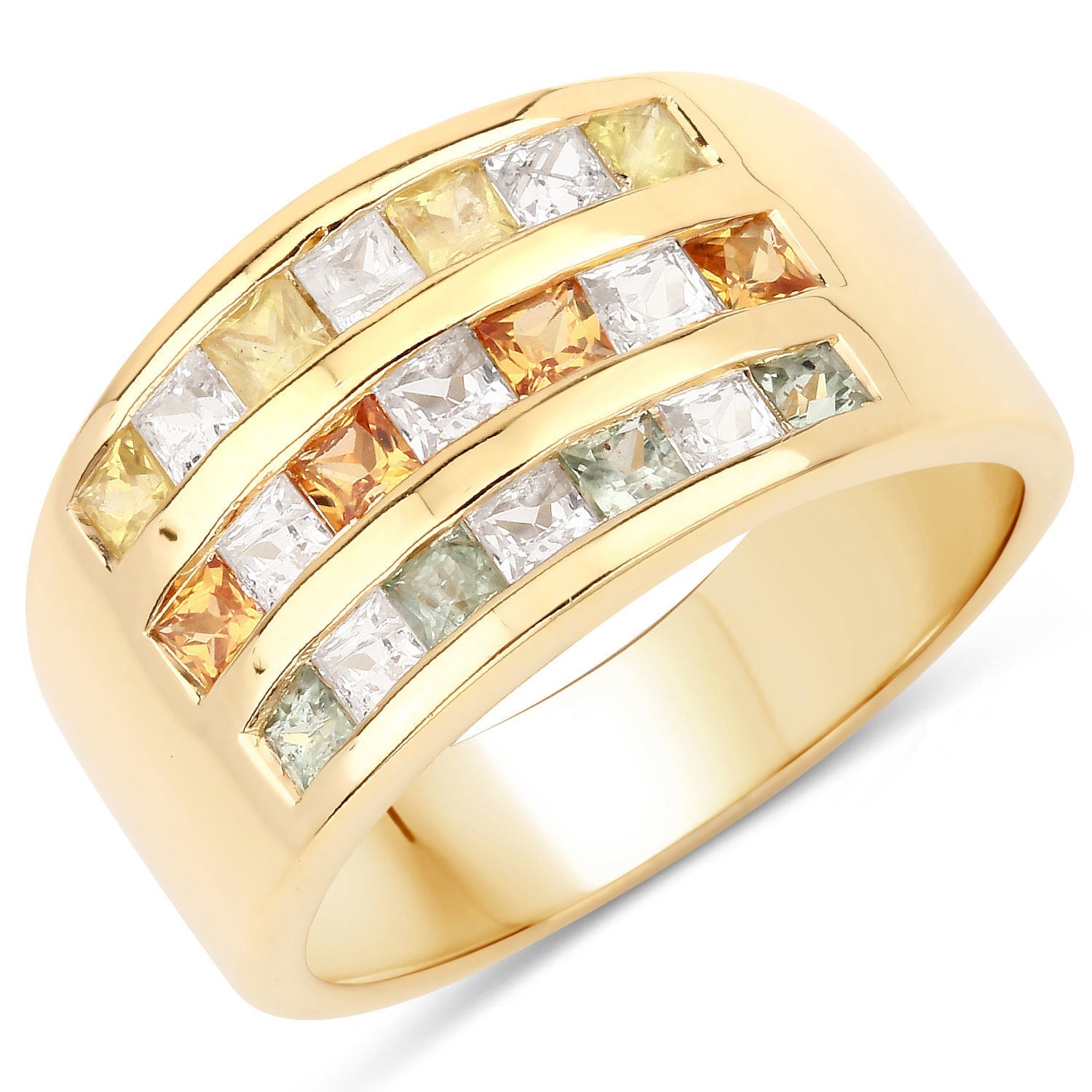 1.68 Carat Genuine Multi Sapphire .925 Sterling Silver Ring by Bids.com