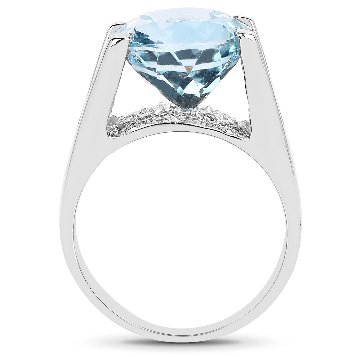 7.21 Carat Genuine Blue Topaz and White Cubic Zirconia .925 Sterling Silver Ring by Bids.com