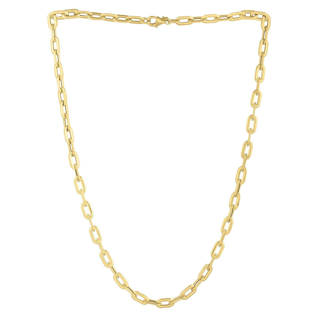 14k Yellow Gold Oval Domed Paperclip Chain Necklace (5.30 mm) by Bids.com