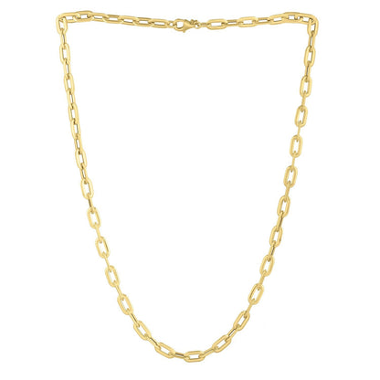 14k Yellow Gold Oval Domed Paperclip Chain Necklace (5.30 mm) by Bids.com