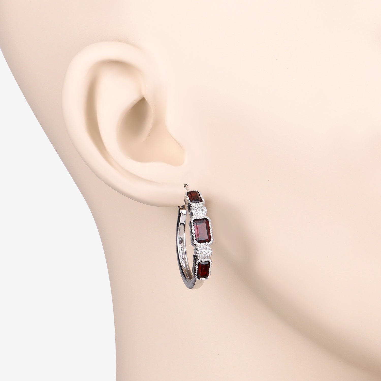 2.78 Carat Genuine Garnet and White Topaz .925 Sterling Silver Earrings  DestGlow