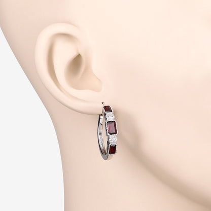 2.78 Carat Genuine Garnet and White Topaz .925 Sterling Silver Earrings  DestGlow