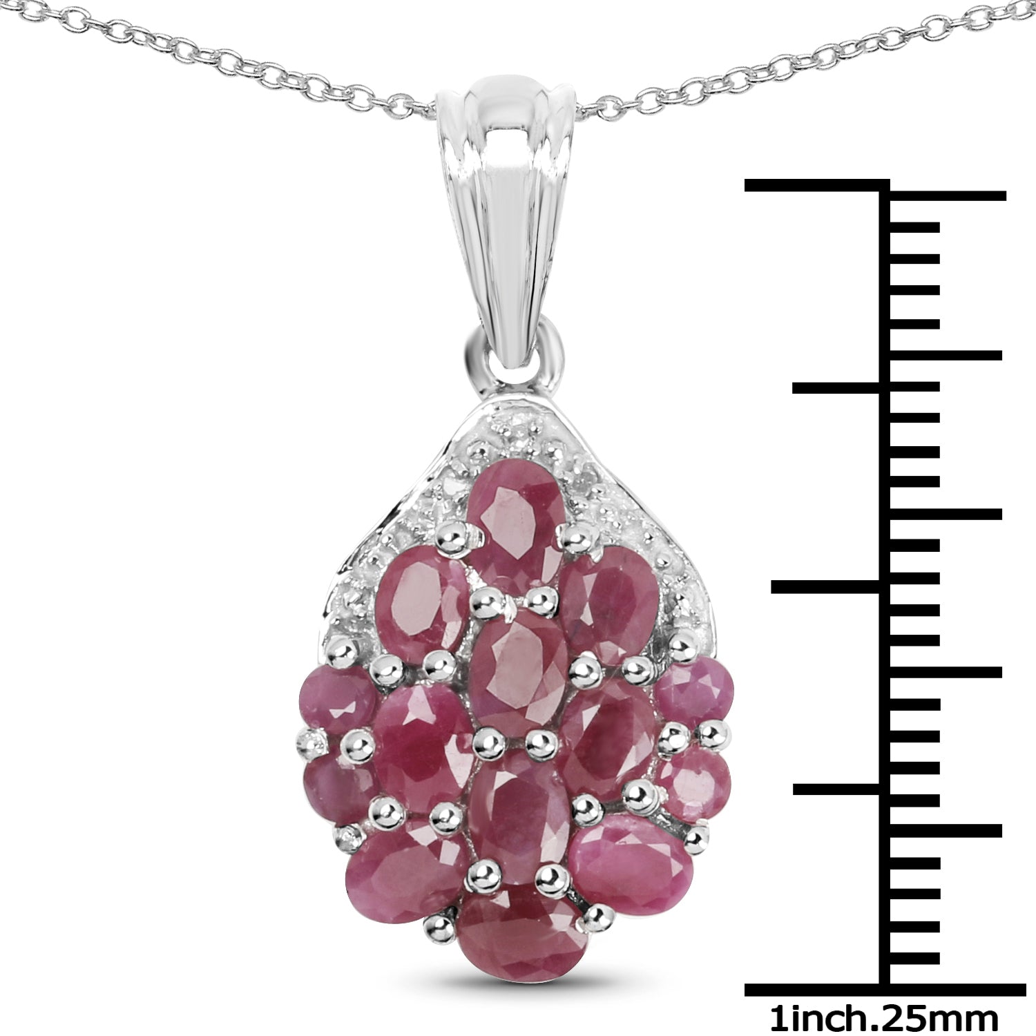 2.54 Carat Genuine Ruby &amp; White Diamond .925 Sterling Silver Pendant  DestGlow