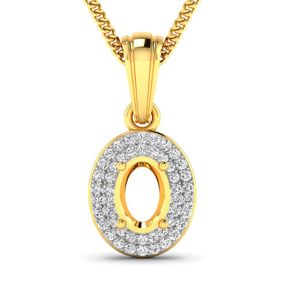 0.17 Carat Genuine White Diamond 14K Yellow Gold Semi Mount Pendant - holds 7x5mm Oval Gemstone by Bids.com