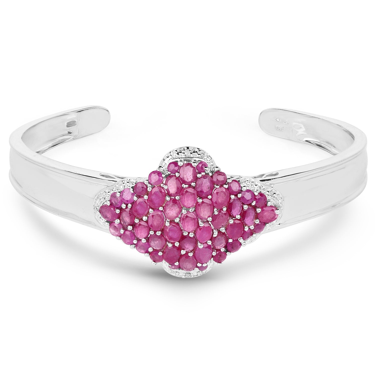 7.38 Carat Glass Filled Ruby, Ruby and White Topaz .925 Sterling Silver Bangle by Bids.com