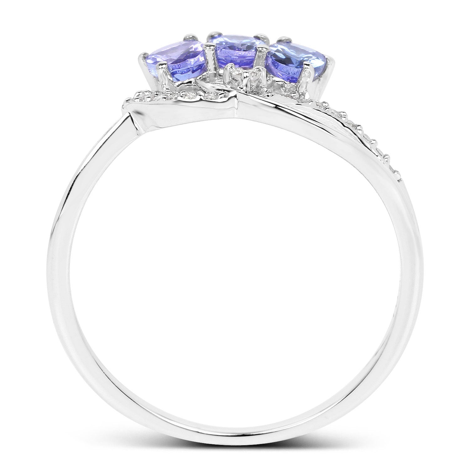 0.56 Carat Genuine Tanzanite and White Diamond 14K White Gold Ring by Bids.com