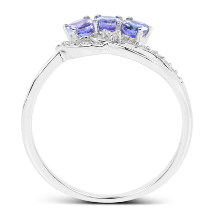 0.56 Carat Genuine Tanzanite and White Diamond 14K White Gold Ring by Bids.com