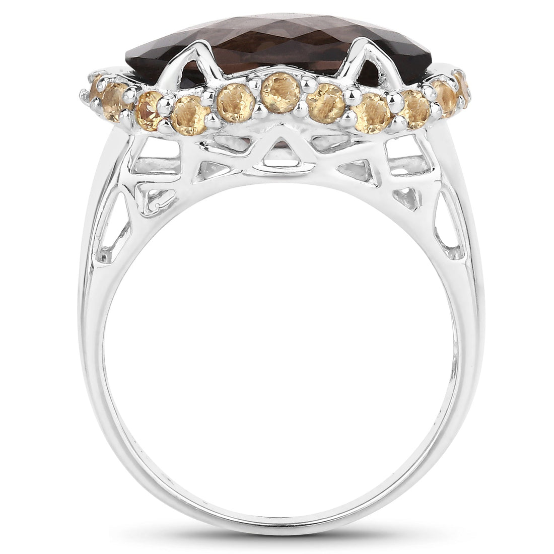 9.58 Carat Genuine Smoky Quartz and Citrine .925 Sterling Silver Ring by Bids.com