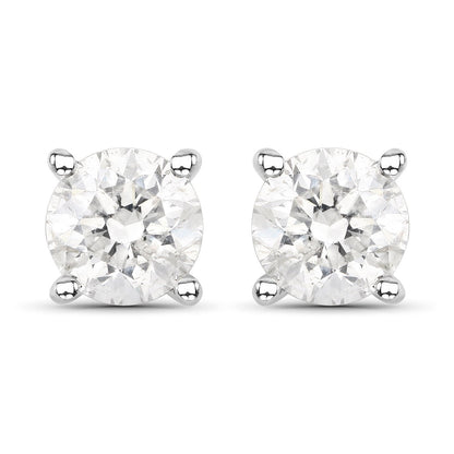 0.80 Carat Genuine White Diamond 14K White Gold Earrings by Bids.com