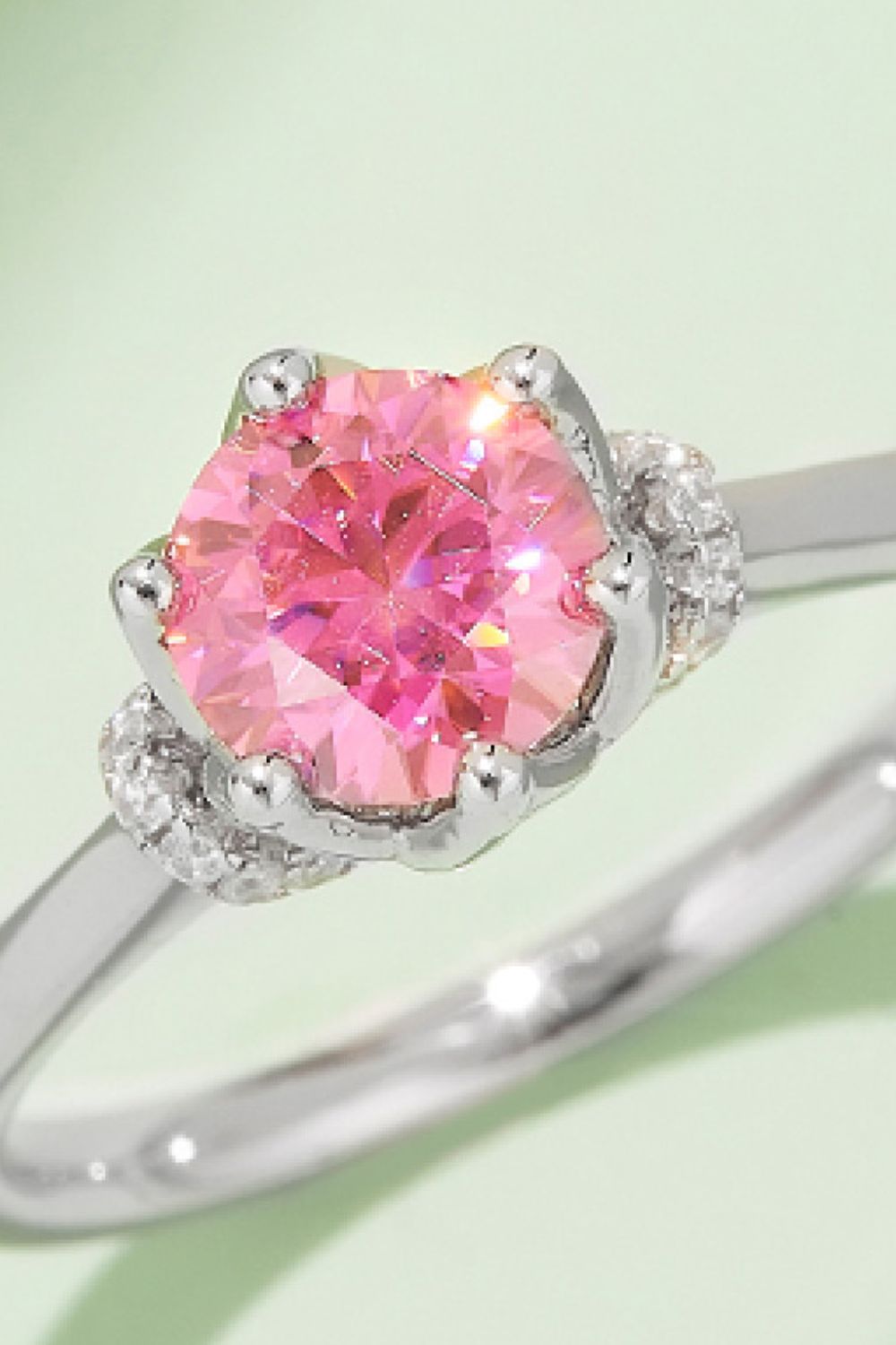 1 Carat Round Brilliant Round Cut Sparkala™ Contrast Platinum Over Pure Sterling Silver Ring (Pink, Yellow, or Aqua) - DestGlow