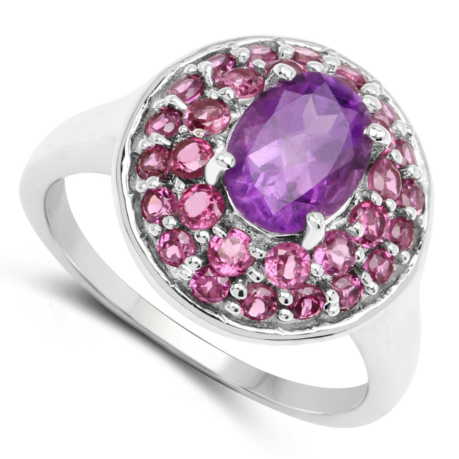 2.48 Carat Genuine Amethyst and Rhodolite .925 Sterling Silver Ring by Bids.com