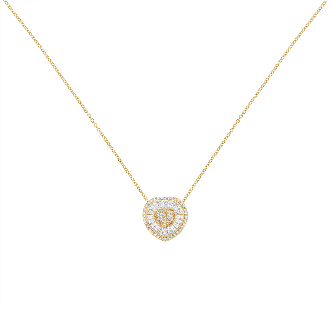 10KT Yellow Gold Diamond Heart Pendant Necklace (1/2 cttw, H-I Color, I1-I2 Clarity) by Bids.com