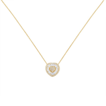 10KT Yellow Gold Diamond Heart Pendant Necklace (1/2 cttw, H-I Color, I1-I2 Clarity) by Bids.com
