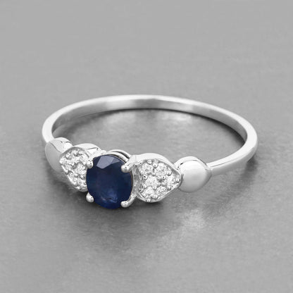 0.44 Carat Genuine Blue Sapphire and White Diamond 14K White Gold Ring by Bids.com