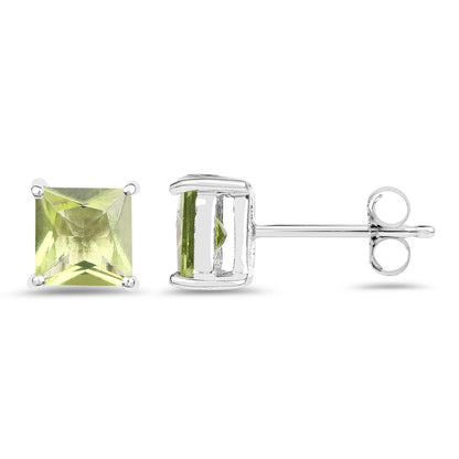 2.00 Carat Genuine Peridot .925 Sterling Silver Earrings  DestGlow