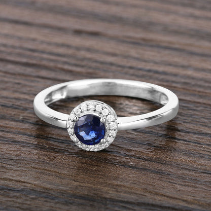 0.52 Carat Genuine Blue Sapphire and White Diamond 14K White Gold Ring by Bids.com