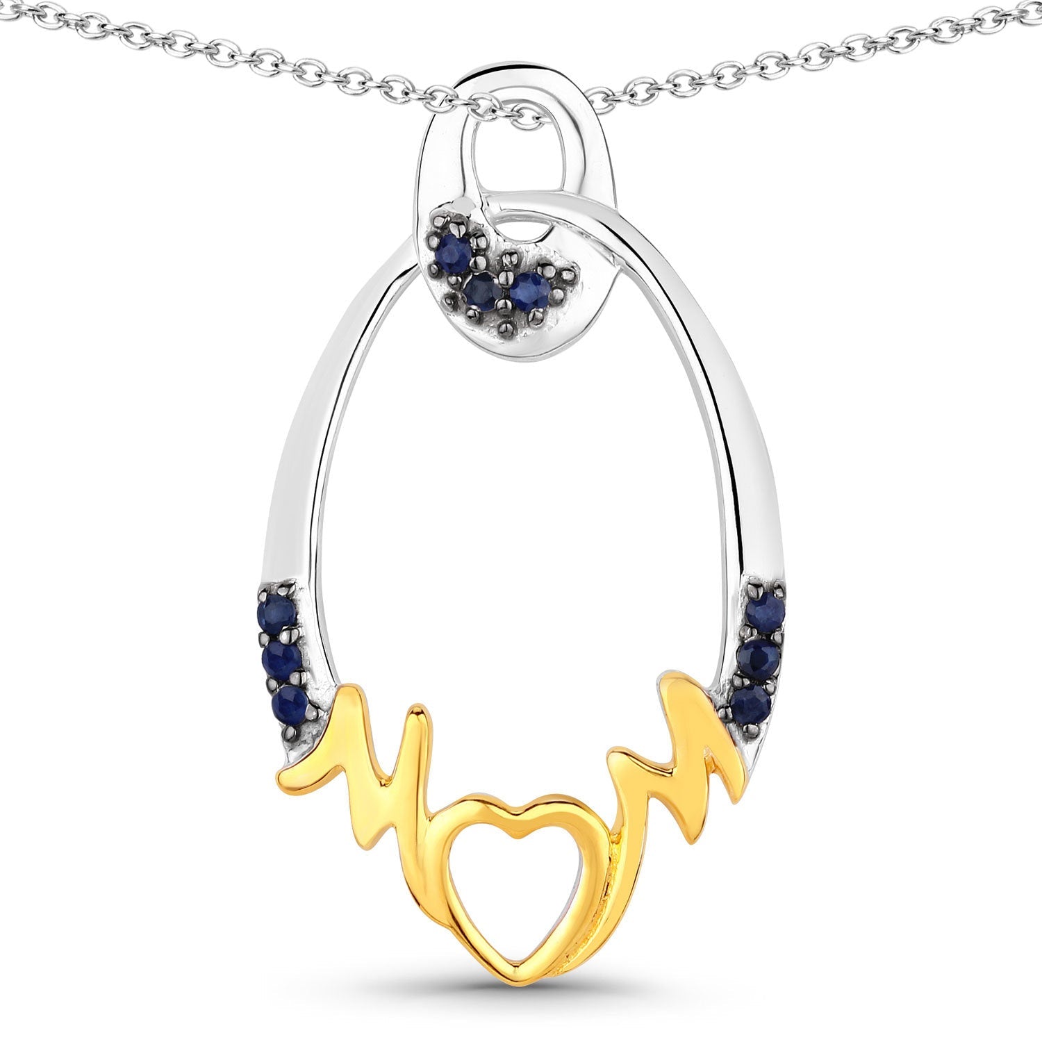0.18 Carat Genuine Blue Sapphire .925 Sterling Silver Pendant by Bids.com