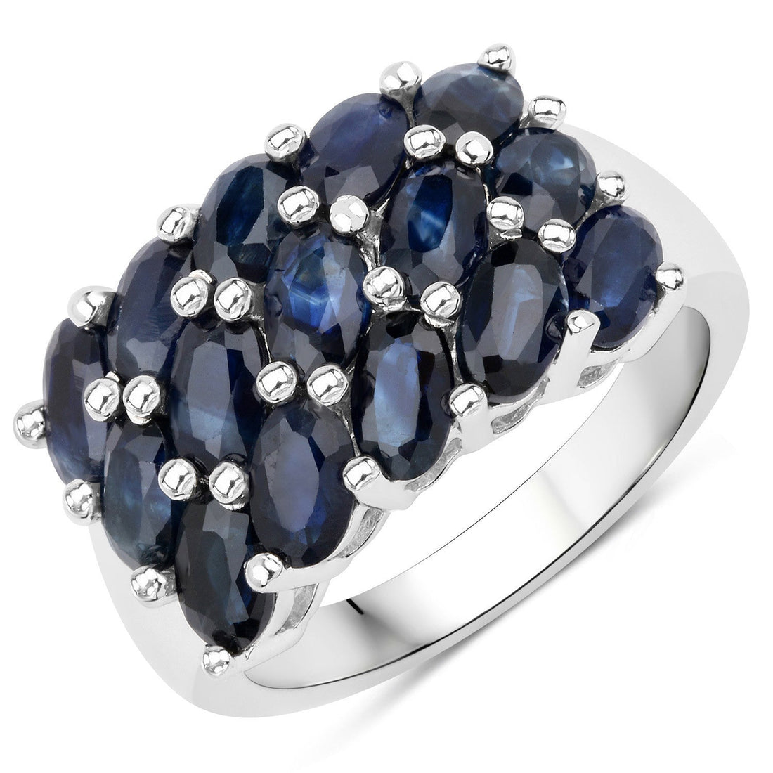 3.30 Carat Genuine Blue Sapphire .925 Sterling Silver Ring by Bids.com