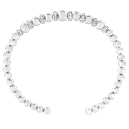 .925 Sterling Silver 1/4 Cttw Diamond Rondelle Graduated Ball Bead Cuff Bangle Bracelet (I-J color, I2-I3 clarity) - Fits wrists up to 7 1/2 inches by Bids.com