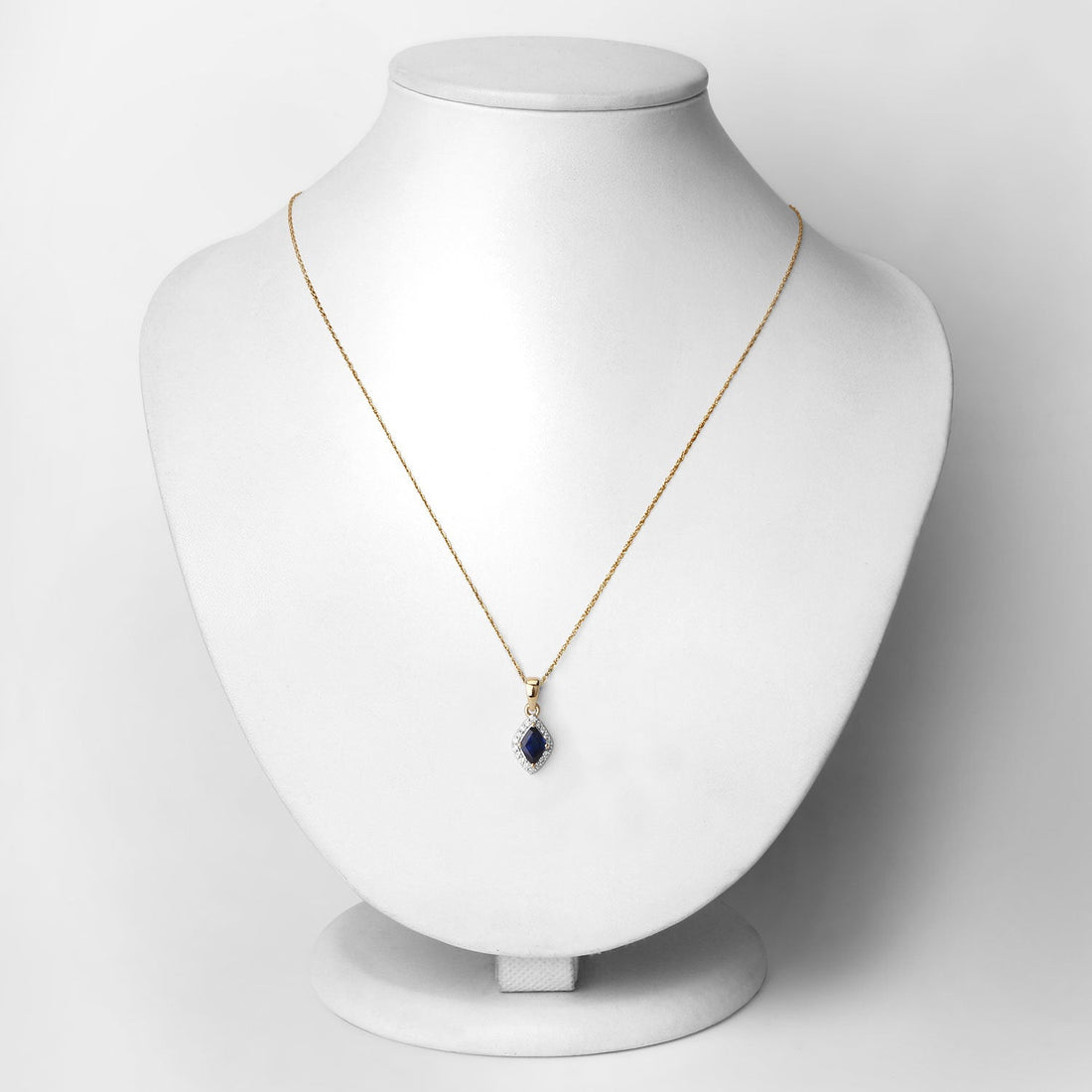 0.92 Carat Genuine Blue Sapphire and White Diamond 14K Yellow Gold Pendant by Bids.com