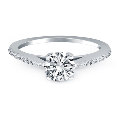 14k White Gold Micro Prong Diamond Cathedral Engagement Ring by Bids.com