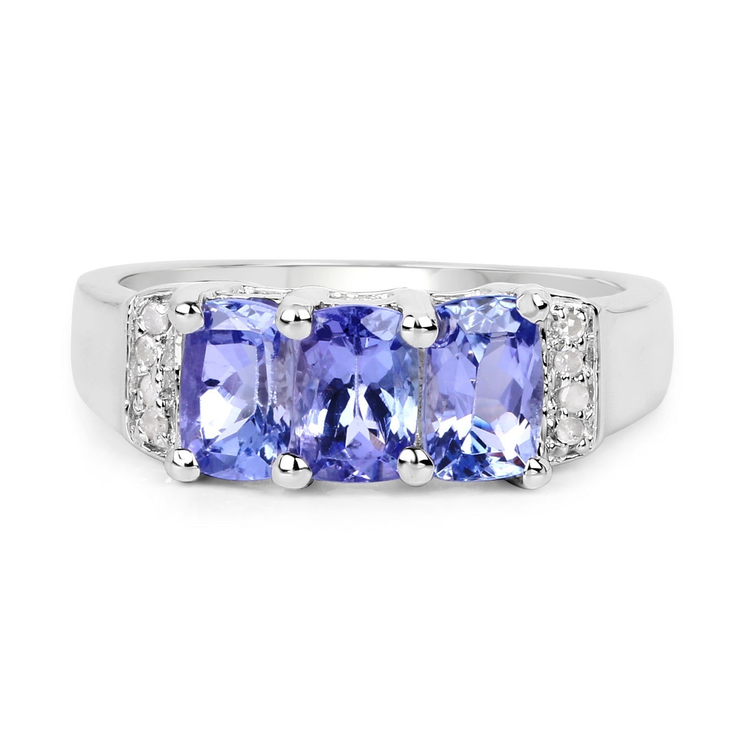 1.63 Carat Genuine Tanzanite &amp; White Diamond .925 Sterling Silver Ring by Bids.com