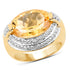 14K Yellow Gold Plated 5.06 Carat Genuine Citrine & White Diamond .925 Sterling Silver Ring  DestGlow