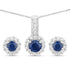 2.17 Carat Genuine Blue Sapphire and White Topaz .925 Sterling Silver Jewelry Set  DestGlow