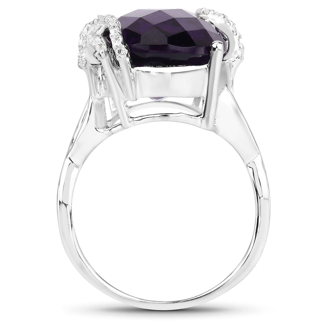 10.44 Carat Genuine Amethyst and White Topaz .925 Sterling Silver Ring by Bids.com