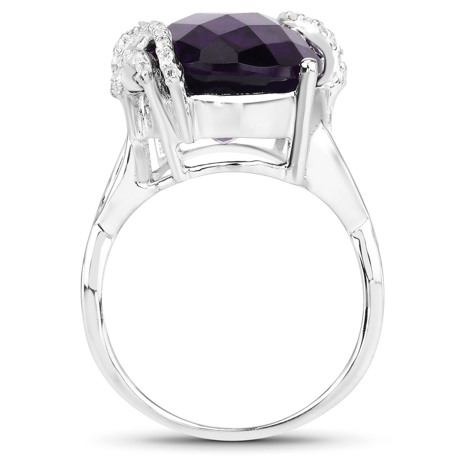 10.44 Carat Genuine Amethyst and White Topaz .925 Sterling Silver Ring by Bids.com