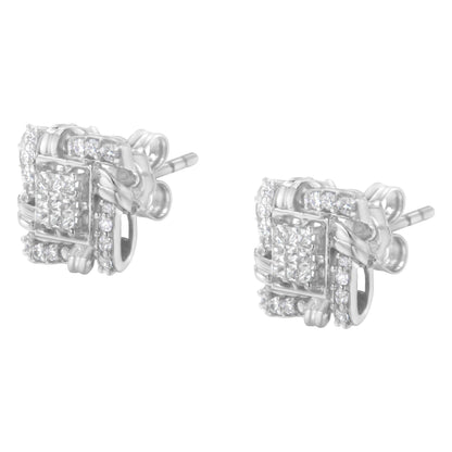 .925 Sterling Silver 1/2 Cttw Round-Cut Diamond Stud Earrings (I-J Color, I1-I2 Clarity) by Bids.com