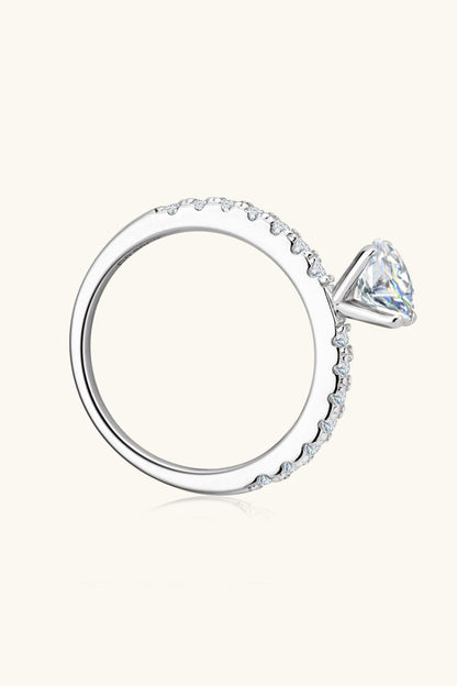 Brilliant Round Cut Sparkala™ Platinum-Plated Side Stone Ring by Sparkala