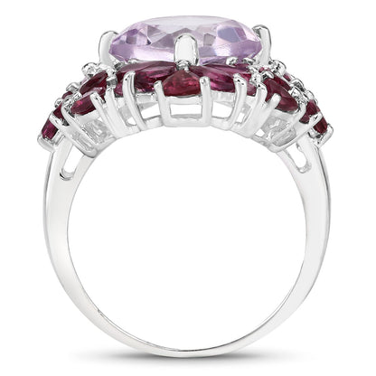 8.19 Carat Genuine Pink Amethyst and Rhodolite .925 Sterling Silver Ring by Bids.com