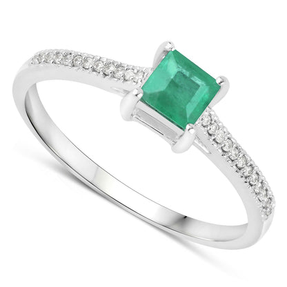 0.67 Carat Genuine Zambian Emerald and White Diamond 14K White Gold Ring by Bids.com