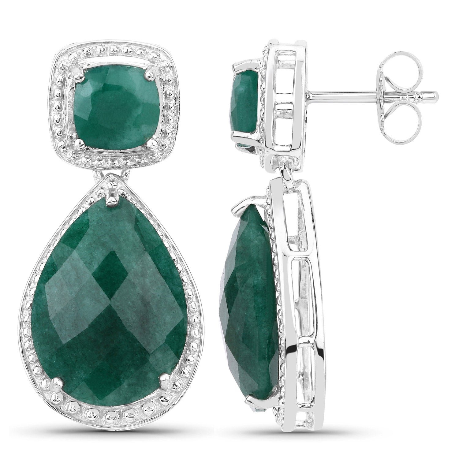 26.00 Carat Dyed Emerald .925 Sterling Silver Earrings  DestGlow