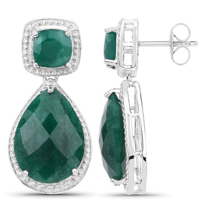 26.00 Carat Dyed Emerald .925 Sterling Silver Earrings  DestGlow