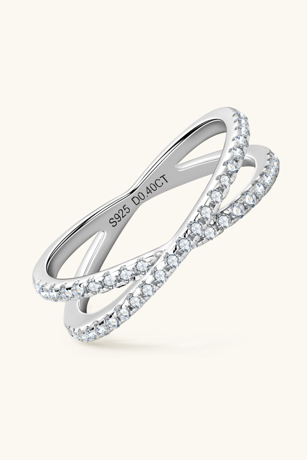 Sparkala™ Platinum Over Pure Sterling Silver Crisscross Ring by Sparkala