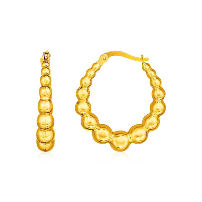 14k Yellow Gold Graduated Sphere Hoop Earrings by Bids.com