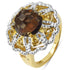 14K Yellow Gold Plated 3.23 Carat Genuine Smoky Quartz, Citrine & White Diamond .925 Sterling Silver Ring by Bids.com