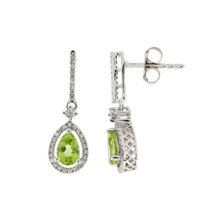 1.10ct Peridot Diamond Dangle Earrings 14KT White Gold by Bids.com