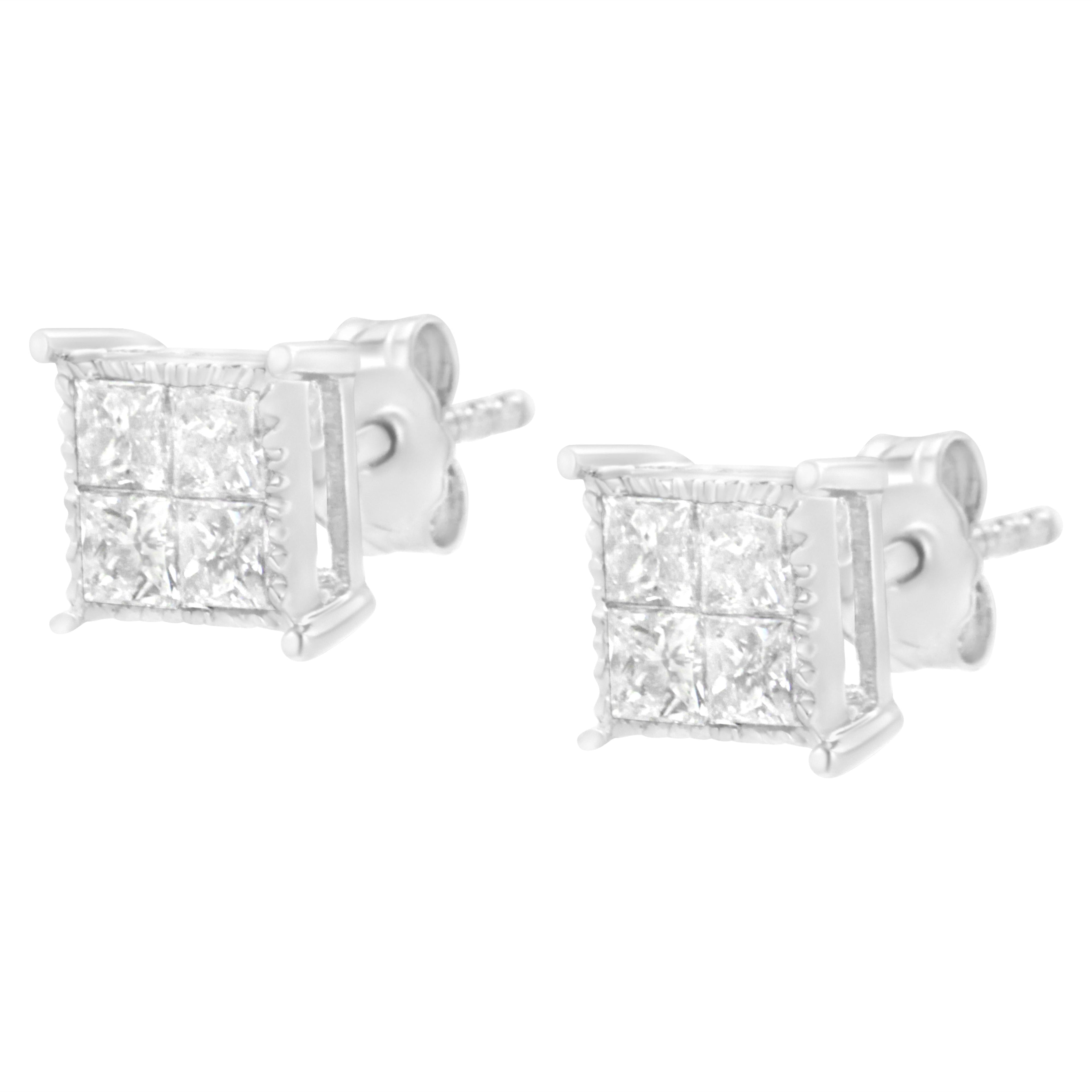 Sterling Silver 3/4 cttw Composite Diamond Stud Earrings (I-J, I2-I3) by Bids.com