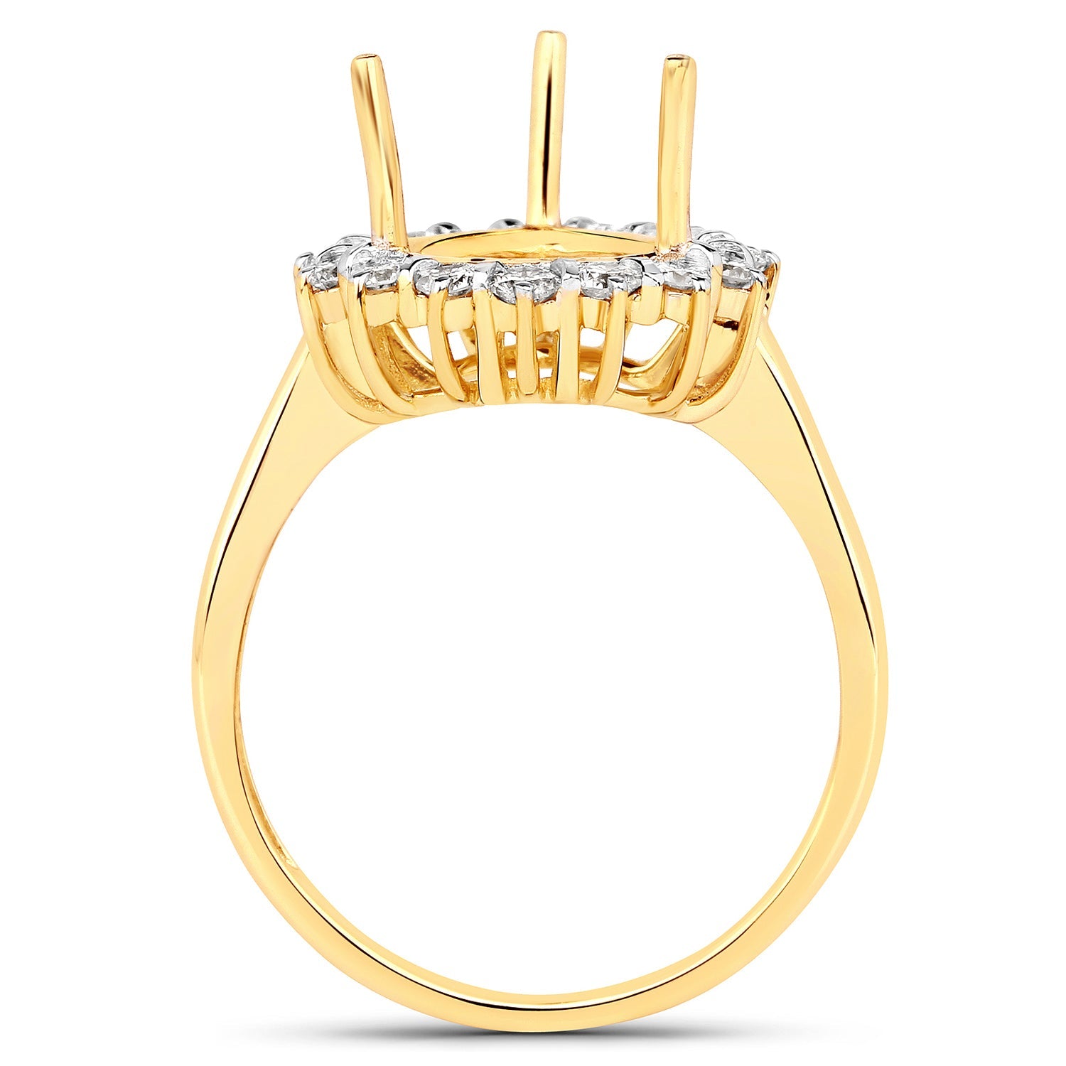 0.48 Carat Genuine White Diamond 14K Yellow Gold Semi Mount Ring - holds 11x9mm Pear Gemstone by Bids.com