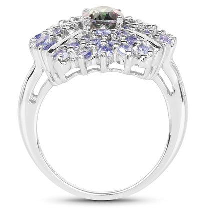 2.86 Carat Genuine Mystic Topaz and Tanzanite .925 Sterling Silver Ring by Bids.com
