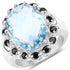 12.49 Carat Genuine Blue Topaz & Black Spinel .925 Sterling Silver Ring by Bids.com