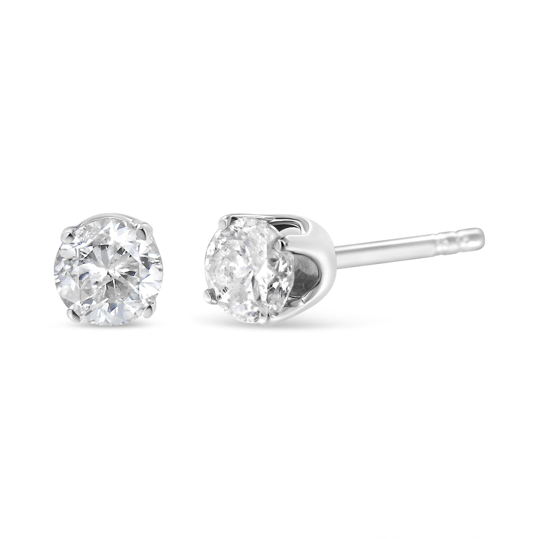 14K White Gold Round Cut Diamond Solitaire Stud Earrings (1/2 cttw, H-I Color, SI1-SI2 Clarity) by Bids.com